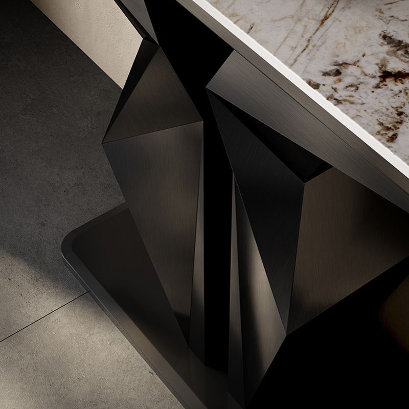 Rectangle Shape Contemporary Console Table Gold/Black Stone Sofa Table for Hall