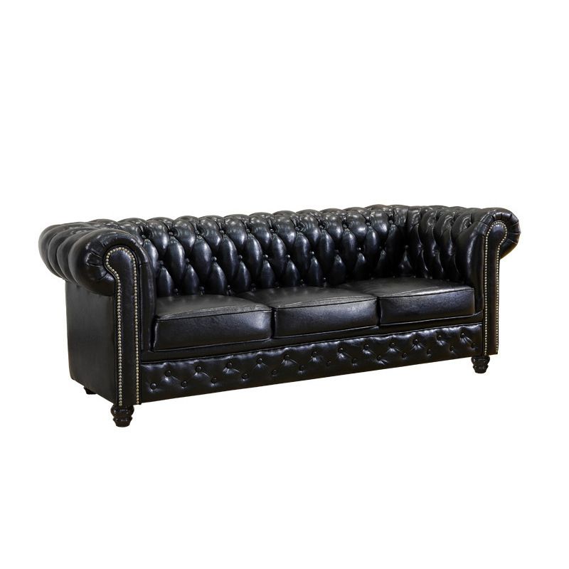 伝統的なリビングルームブラックタフトロールアーム標準座席