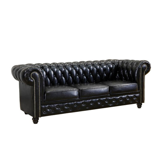 伝統的なリビングルームブラックタフトロールアーム標準座席