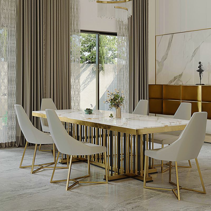 Nordic Glam Rectangle Sintered Stone Table Set 1/4/7 Pieces Dining Set Clearhalo 'Dining Room Sets' 'Dining Tables & Seating' 'dining_room_set' 'furn' 'furn_dining_room_set' 'Furniture' 'Kitchen & Dining Furniture' 1200x1200_08113a53-402b-4cb1-a6bc-9ec1c4eed3de