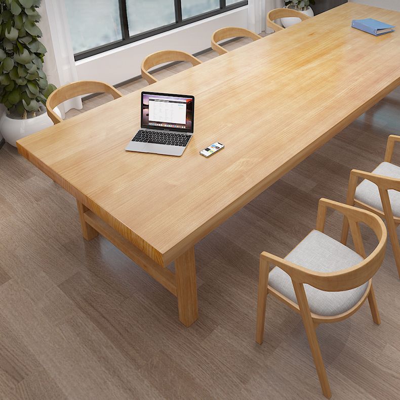 Solid Wood Meeting Table Simplicity Fixed Writing Table for Home Office Clearhalo 'furn' 'furn_office_desk' 'Furniture' 'Office Desks' 'Office Furniture' 'office_desk' 1200x1200_0811bcc7-70a3-4ccb-89c9-71cb58302a36