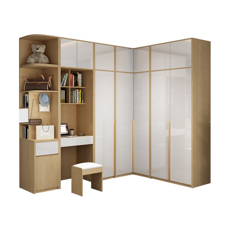 Contemporary Style Wardrobe Armoire Wood Armoire with Garment Rod for Bedroom