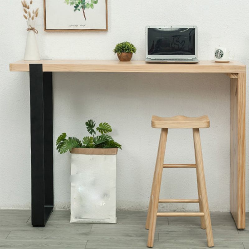 Industrial Style Bar Table Rectangle Solid Wood Bistro Bar Desk with Double Pedestal Clearhalo 'Bar Furniture' 'Bar Tables' 'bar_tables' 'furn' 'furn_bar_tables' 'Furniture' 'Kitchen & Dining Furniture' 1200x1200_081397ed-24ff-48e2-a84d-5f16063283e6