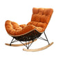 Rattan Rocking Chair Modern Wing Back Rocker Chair for Living Room