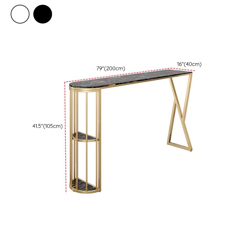 Faux Marble Bar Height Table Modern Style Bistro Pub Table with 2 Shelves Clearhalo 'Bar Furniture' 'Bar Tables' 'bar_tables' 'furn' 'furn_bar_tables' 'Furniture' 'Kitchen & Dining Furniture' 1200x1200_0814a256-6bca-4e4b-82fb-7844d81e2be9