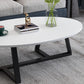 Metal Cross Legs Cocktail Table Wooden Oval Top Coffee Table Clearhalo 'Coffee & Accent Tables' 'Coffee Tables' 'coffee_tables' 'furn' 'furn_coffee_tables' 'Furniture' 'Living Room Furniture' 1200x1200_08167c40-abae-4dad-8038-07b140c2e658
