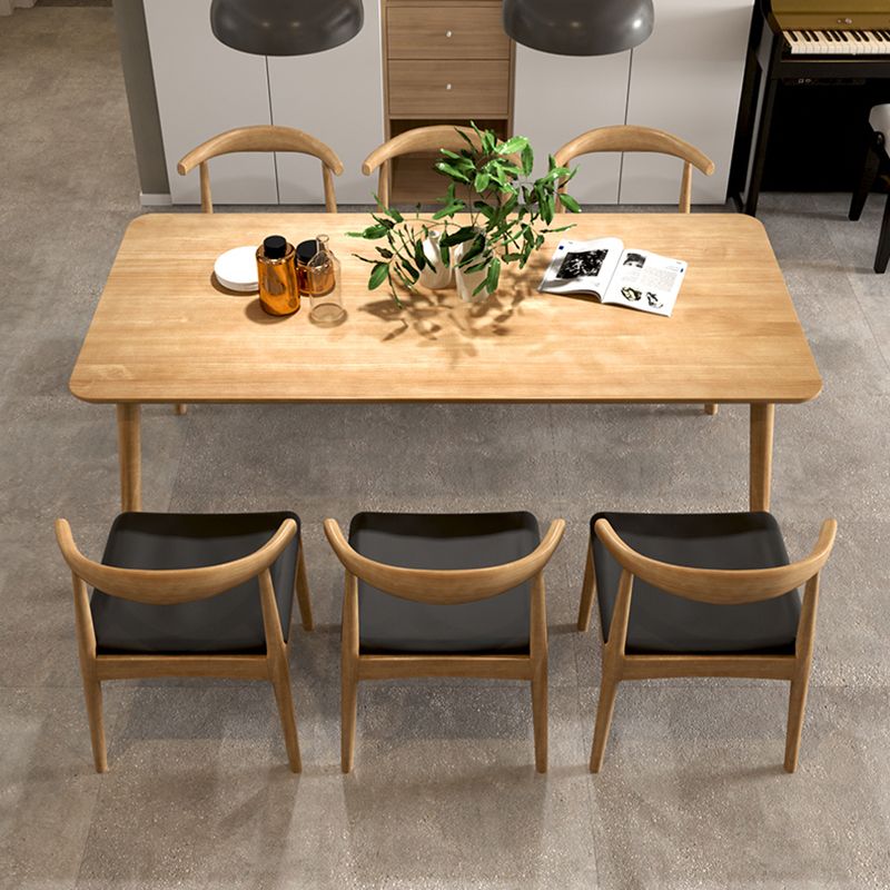 Rectangle 4 Legs Contemporary Dining Table Wood Color Fixed Table of Solid Wood Clearhalo ' dining_table' 'Dining Tables & Seating' 'Dining Tables' 'furn' 'furn_dining_table' 'Furniture' 'furniture_dining_table' 'Kitchen & Dining Furniture' 'kitchen&dining_furn' 'kitchen' 'kitchen_dining_table' 1200x1200_081832f8-363b-452f-be65-6388434b1042