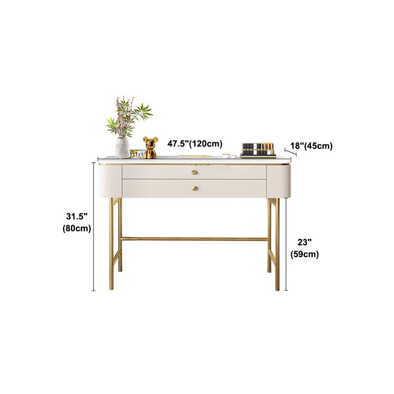 ホワイトロックシートトップゴールドメタルベースグラマスタイル2/5引き出しドレッサー