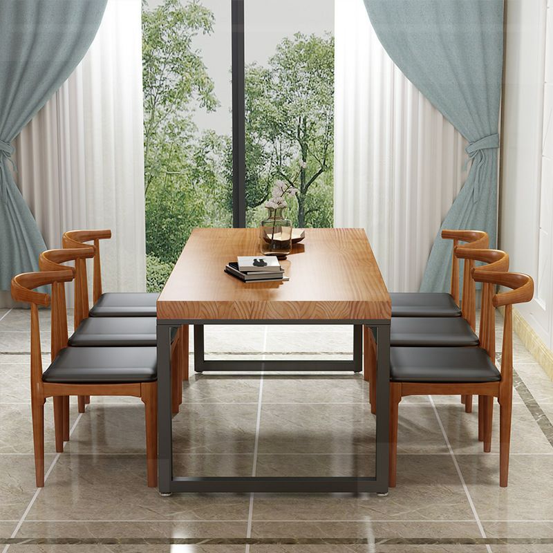 Metal Industrial Dining Table Pine Wood Top Table for Kitchen and Dining Room Clearhalo ' dining_table' 'Dining Tables & Seating' 'Dining Tables' 'furn' 'furn_dining_table' 'Furniture' 'furniture_dining_table' 'Kitchen & Dining Furniture' 'kitchen&dining_furn' 'kitchen' 'kitchen_dining_table' 1200x1200_0818ea7f-bcbe-4074-a229-36c5539abbae