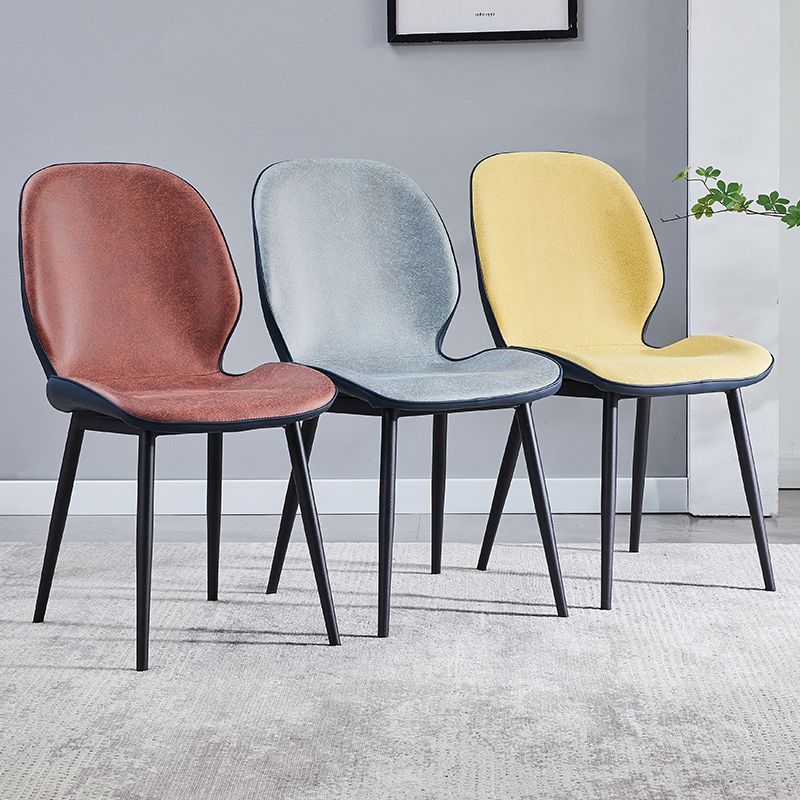 Home Scandinavian Side Chair Upholstered Solid Back Metal Dining Room Chair Clearhalo ' kitchen&dining_furn' 'Dining Chairs' 'Dining Tables & Seating' 'dining_chair' 'furn' 'furn_dining_chair' 'Furniture' 'furniture_dining_chair' 'Kitchen & Dining Furniture' 'kitchen' 1200x1200_081970e3-a8b5-418b-a55b-c5c4c2094357