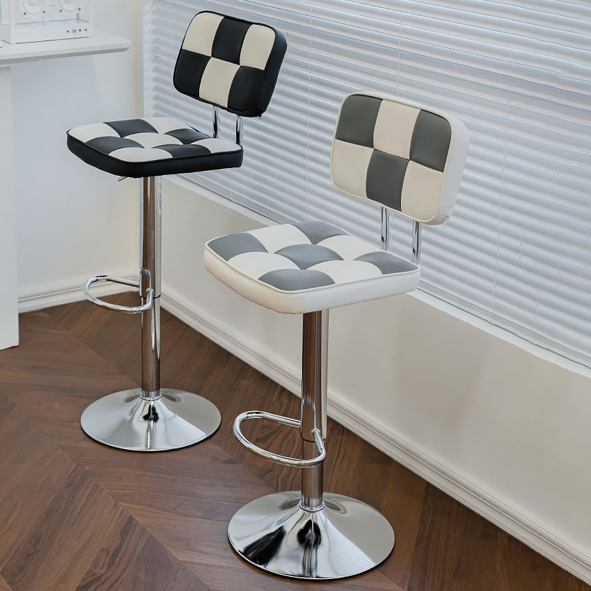 Contemporary Adjustable Height Swivel Upholstered Bar Stool with Footrest Clearhalo 'Bar Furniture' 'Bar Stools' 'bar_stools' 'furn' 'furn_bar_stools' 'Furniture' 'Kitchen & Dining Furniture' 1200x1200_0819c27a-0435-46f4-a86d-3f96e73ca68f