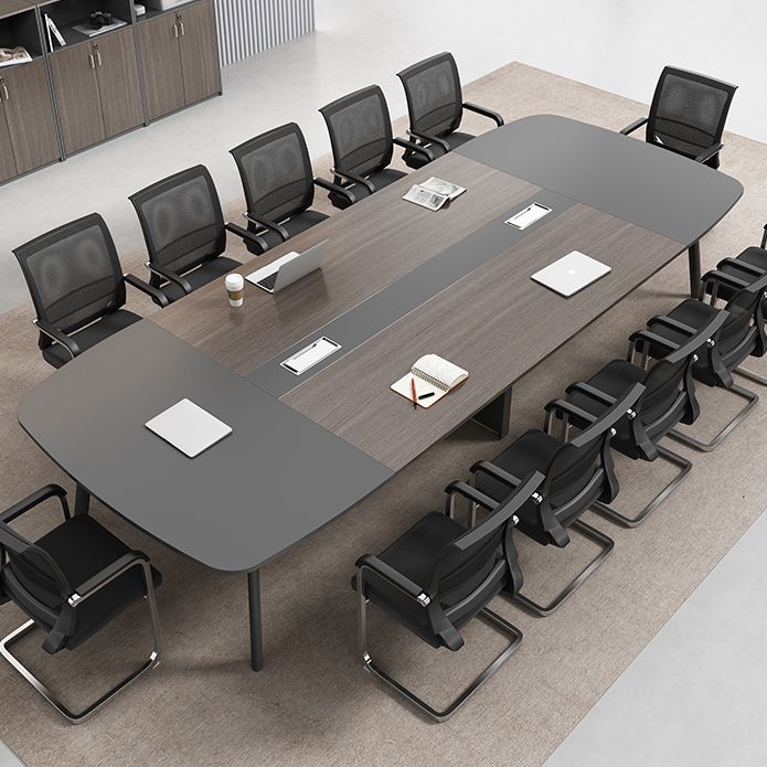 Cappuccino Curbe Writing Desk avec des jambes métalliques Bureau de bureau en métal et en bois artificiel