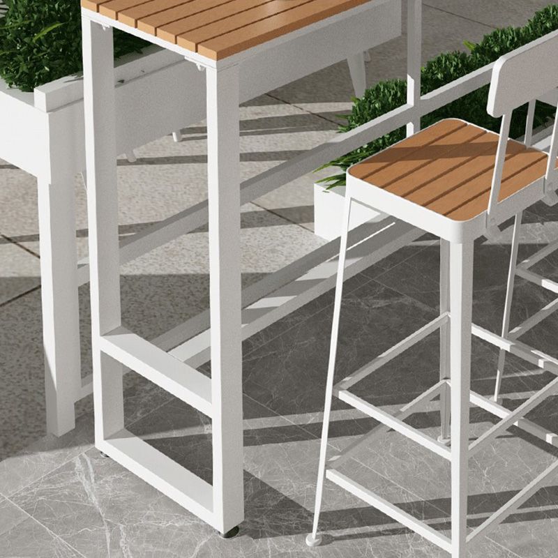 Table de bar moderne à hauteur de bar Table de bar bistro en métal et bois avec base blanche