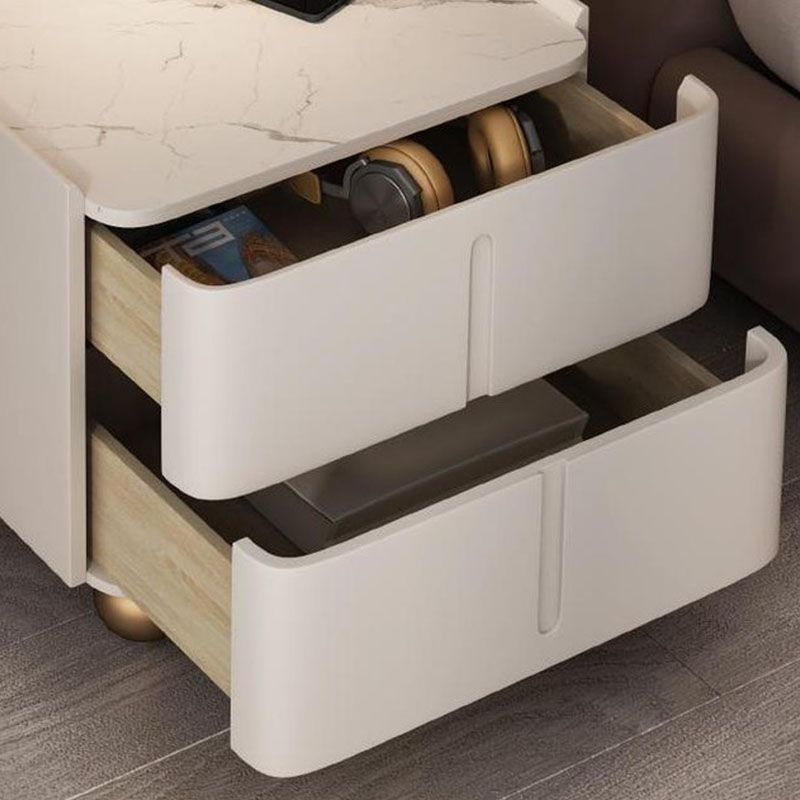 Faux Marble Bedside Gabinet 2 Cajones Cama de almacenamiento Noche