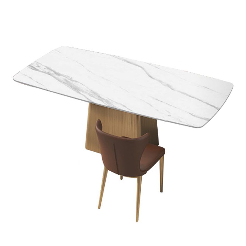 Sintered Stone Top Luxury Table for Restaurant Rectangle Dining Table with Pedestal Base Clearhalo 'Dining Tables & Seating' 'Dining Tables' 'dining_table' 'furn' 'furn_dining_table' 'Furniture' 'furniture_dining_table' 'Kitchen & Dining Furniture' 'kitchen' 'kitchen_dining_table' 1200x1200_0820181f-e212-498c-8ed2-8d065914867a