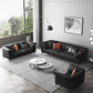 Modern Style Square Armrest Sponge Seat Padding Black Sofa with Pillow Back Clearhalo 'furn' 'furn_sofas' 'Furniture' 'furniture_sofas' 'kitchen' 'kitchen_sofas' 'Living Room Furniture' 'Sofa' 'sofas' 1200x1200_08203125-60bf-4177-a502-66a4add24a08