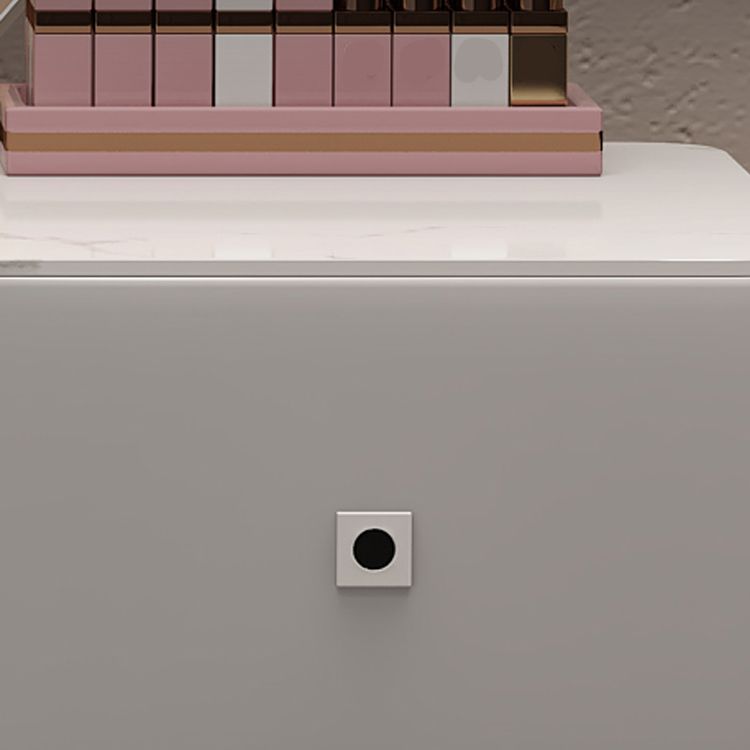 Mirrored Stone Top Makeup Vanity Desk White/Gray Dressing Table