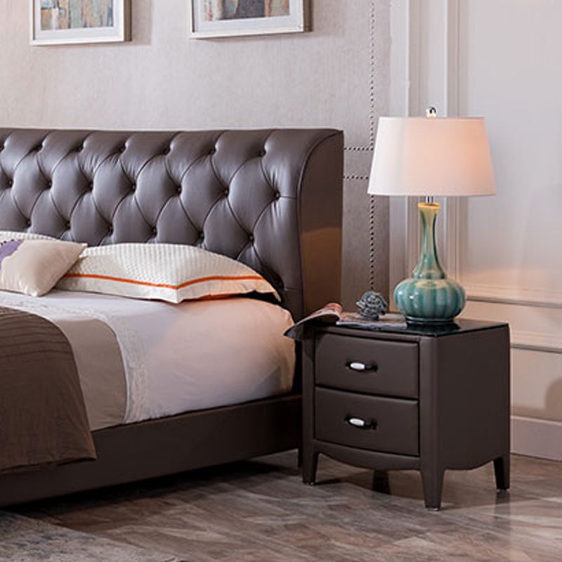 引き出し付きのモダンなアクセントテーブルナイトスタンドガラスベッドサイドキャビネット