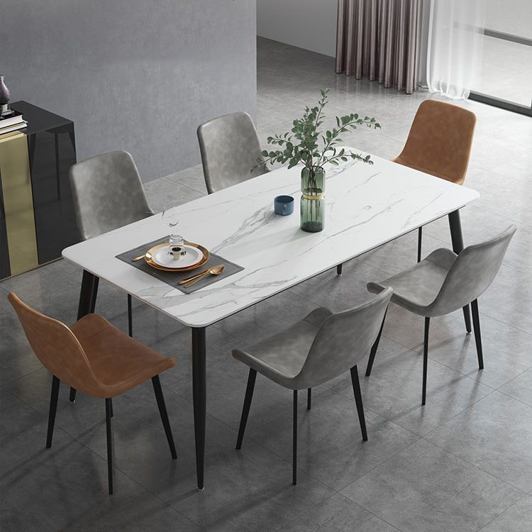 Industrial Sintered Stone Dining Table 4 Legs Metallic Base Rectangle Table for Home Clearhalo ' dining_table' 'Dining Tables & Seating' 'Dining Tables' 'furn' 'furn_dining_table' 'Furniture' 'furniture_dining_table' 'Kitchen & Dining Furniture' 'kitchen&dining_furn' 'kitchen' 'kitchen_dining_table' 1200x1200_08222ae0-19e9-495c-ae00-d49a96c8a771