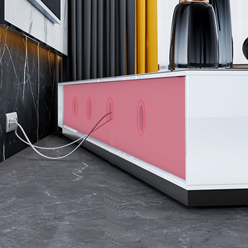 15,35 "W TV -Ständer weißer Glamstil geschlossener Speicherfernseher mit Schubladen