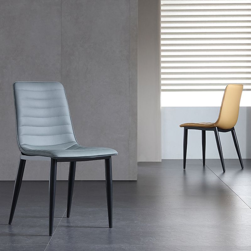 Industrial Faux Leather Chairs Armless Side Chairs with Metal Legs for Home Use Clearhalo 'Dining Chairs' 'Dining Tables & Seating' 'dining_chair' 'furn' 'furn_dining_chair' 'Furniture' 'Kitchen & Dining Furniture' 1200x1200_08233b81-297a-4b62-af6b-786c8649eae0