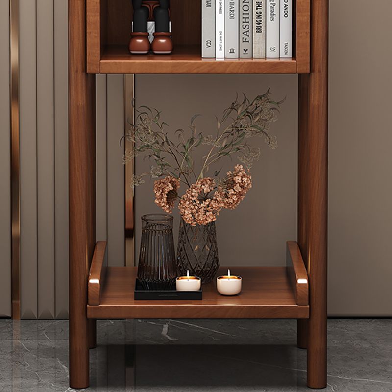 4 ripiani tavolino notturno in legno massiccio moderno con gambe, 43,1 "di altezza