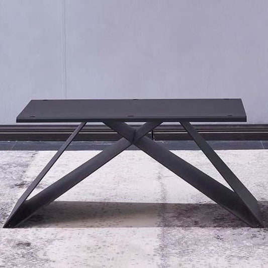 Metal Traditional Luxury Rectangular Table Sintered Stone Table for Dining Room and Kitchen