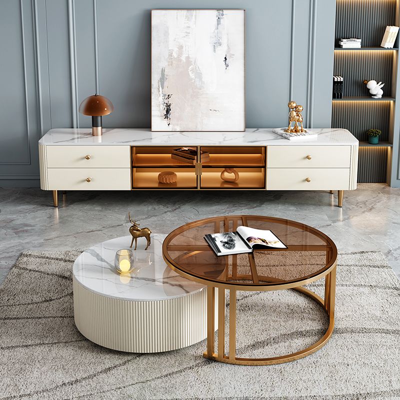 Slate and Metal Stand Console Modern Style Household Simple Closed TV Cabinet Clearhalo 'furn' 'furn_tv_stands_entertainment_centers' 'Furniture' 'Living Room Furniture' 'TV Stands & Entertainment Centers' 'TV Stands & Media Storage Furniture' 'tv_stands_entertainment_centers' 1200x1200_08256bd4-ffdb-4a7e-a141-69f9be4f8d38