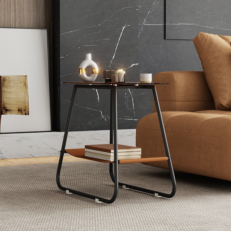 End Table Glass Sled with Storage Oval Contemporary Double Tier Side Table Clearhalo 'Coffee & Accent Tables' 'End & Side Tables' 'end_side_tables' 'furn' 'furn_end_side_tables' 'Furniture' 'Living Room Furniture' 1200x1200_08258c29-40d3-4c73-b61a-83360c1b5690