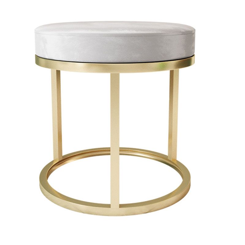 Glam Ottoman Velvet Tear Resistant Upholstered Solid Color Round Ottoman with Metal Legs