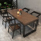 Fixed Industrial Dinette Set 1/5 Pcs Brown Solid Wood Furniture for Home