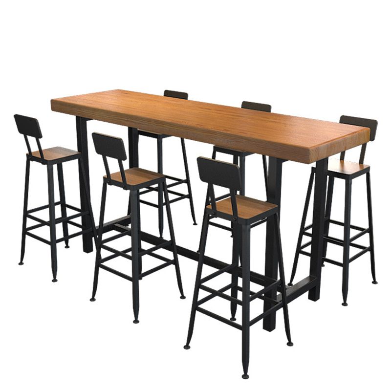 Industrial Style 1/2/7 Pieces Bar Table Set Rectangle Bar Table with High Stools Clearhalo 'Bar Furniture' 'furn' 'furn_home_bar_bar_sets' 'Furniture' 'Home Bars & Bar Sets' 'home_bar_bar_sets' 'Kitchen & Dining Furniture' 1200x1200_08306f73-16d1-438a-abf1-2a11285a5f77