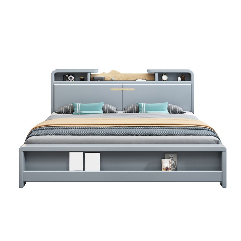 84.65 inch Wide Traditional Bed Frame Solid Wood Bed with Headboard