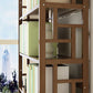 Contemporary Vertical Etagere Open Book Shelf Brown Bamboo Bookshelf for Study Room