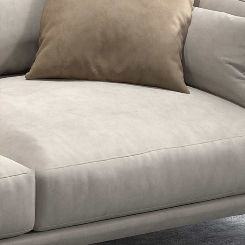 Contemporary Faux Leather Pillows Back Sofa with Tuxedo Arm in Beige Clearhalo 'furn' 'furn_sofas' 'Furniture' 'Living Room Furniture' 'Sofa' 'sofas' 1200x1200_0832fc53-86a8-42f1-926c-2e6231018d63