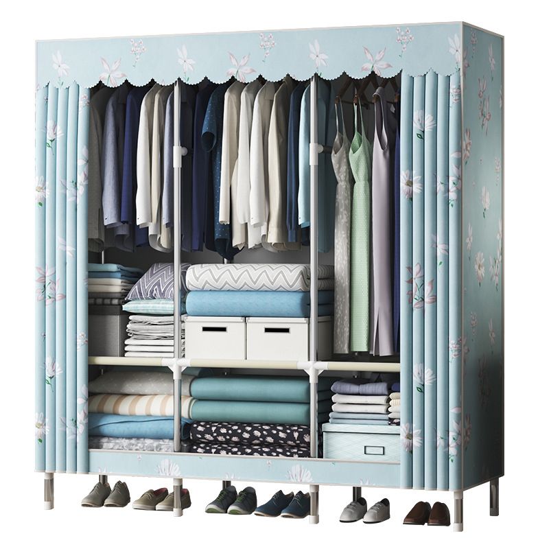 Modern Style Wardrobe Closet Metal Frame Wardrobe Armoire with Shelves Clearhalo 'Armoires & Wardrobes' 'armoires_wardrobes' 'Bedroom Furniture' 'furn' 'furn_armoires_wardrobes' 'Furniture' 1200x1200_0833166c-b5e7-4abd-8cfe-0c80cdafcdec