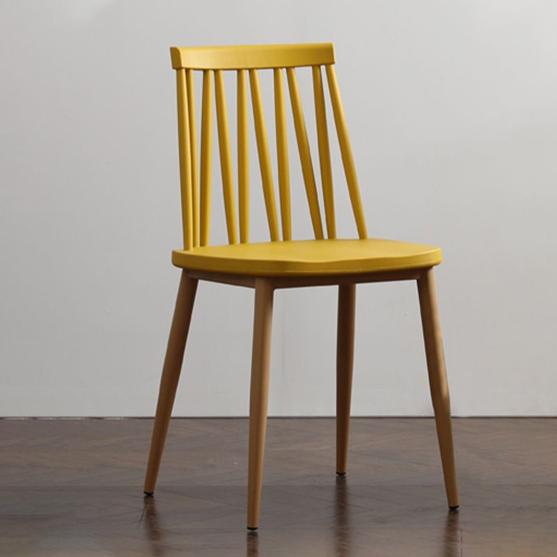 Modern Style Chair Plastic Armless Dining Chair with Metal Base