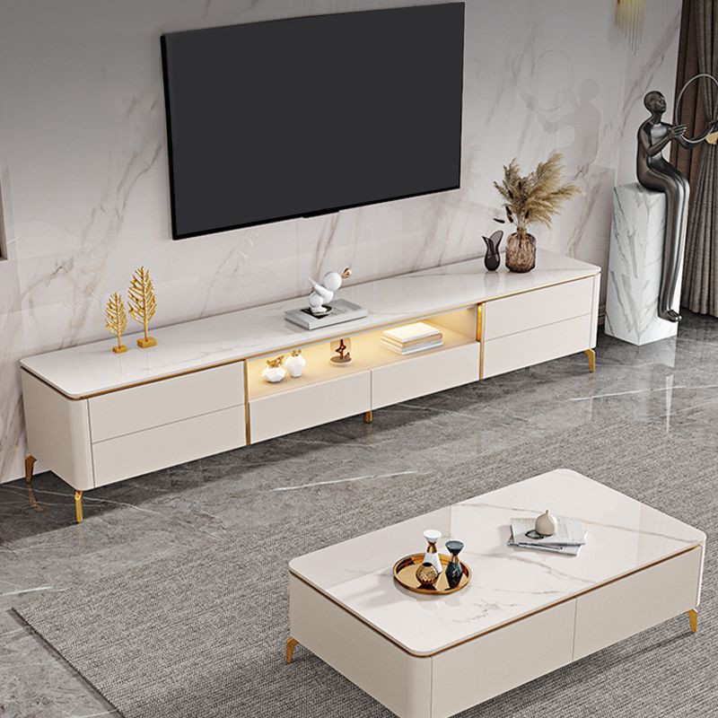 Glam Media Console Glass Open Shelving TV Stand for Living Room Clearhalo 'furn' 'furn_tv_stands_entertainment_centers' 'Furniture' 'Living Room Furniture' 'TV Stands & Entertainment Centers' 'TV Stands & Media Storage Furniture' 'tv_stands_entertainment_centers' 1200x1200_0833c948-88df-4345-ac41-8e7d481d7831