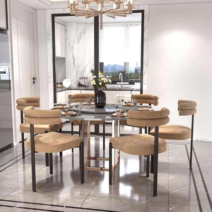 Designer Style Restaurant Velvet Side Chair Matte Finish Open Back Dining Chair Clearhalo ' kitchen&dining_furn' 'Dining Chairs' 'Dining Tables & Seating' 'dining_chair' 'furn' 'furn_dining_chair' 'Furniture' 'furniture_dining_chair' 'Kitchen & Dining Furniture' 'kitchen' 1200x1200_0834f9c5-f2be-4f27-9cac-6eb2c9f48bf3