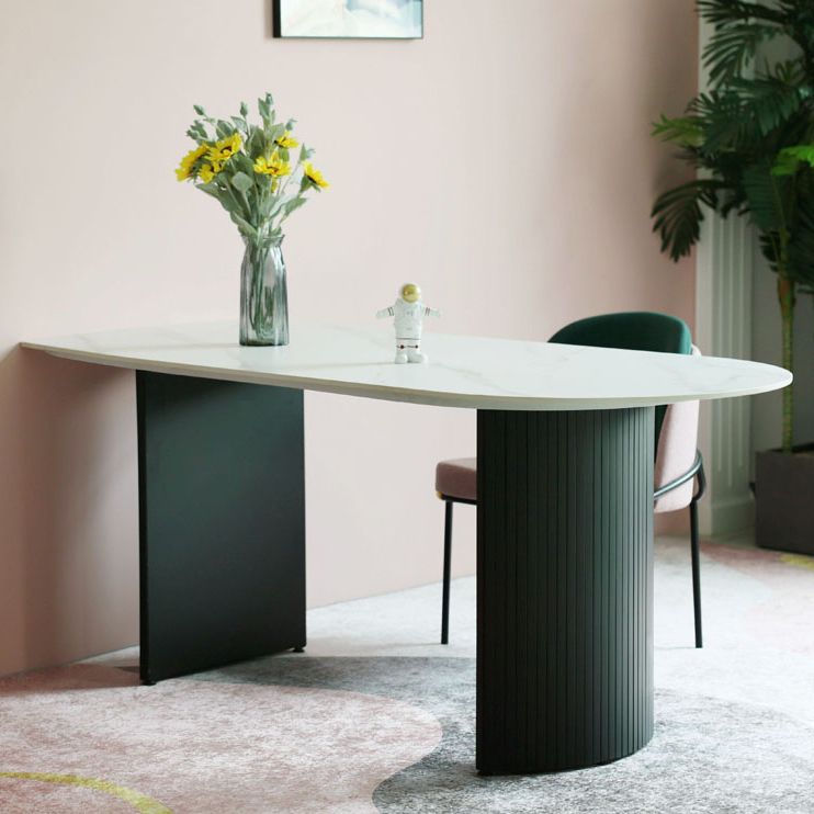 Irregular Sintered Stone Dining Table Modern Island Table with Double Pedestal for Restaurant Clearhalo ' dining_table' 'Dining Tables & Seating' 'Dining Tables' 'furn' 'furn_dining_table' 'Furniture' 'furniture_dining_table' 'Kitchen & Dining Furniture' 'kitchen&dining_furn' 'kitchen' 'kitchen_dining_table' 1200x1200_083544ce-d634-4cad-9abe-424d3eadfdcd