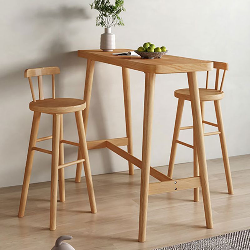 Industrial Natural Bar Table Solid Wood Bar Height Table with Trestle Base Clearhalo 'Bar Furniture' 'Bar Tables' 'bar_tables' 'furn' 'furn_bar_tables' 'Furniture' 'Kitchen & Dining Furniture' 1200x1200_083ab873-9051-43d3-8174-3a0cb3e9197e