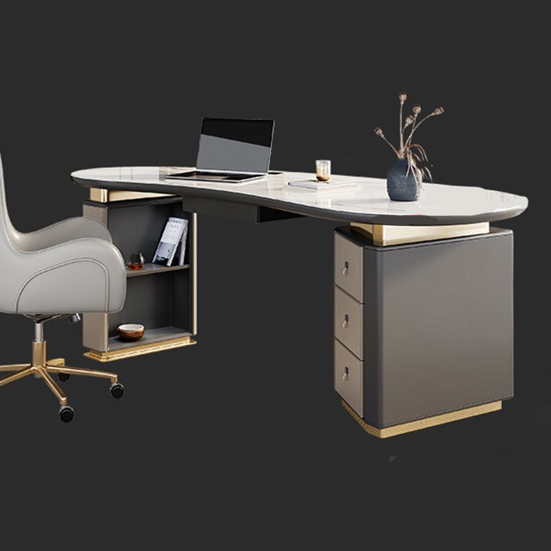 Zeitgenössischer Marmor -Computertisch für Büro 30 "H Schreibtisch in Weiß