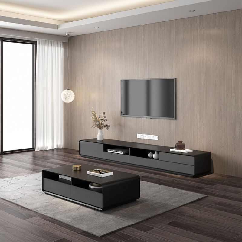 14.96" H Faux Wood TV Console 4-Drawer 1-Door Open Shelf TV Stand Clearhalo 'furn' 'furn_tv_stands_entertainment_centers' 'Furniture' 'Living Room Furniture' 'TV Stands & Entertainment Centers' 'TV Stands & Media Storage Furniture' 'tv_stands_entertainment_centers' 1200x1200_083c28d4-dab9-49a6-9bbb-678bd6673e52