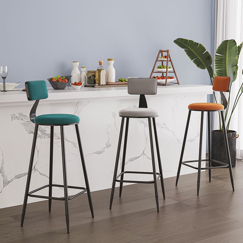 Modern Armless Backrest Counter Stool Steel Kitchen Bar Stool with Cushion and Pedal