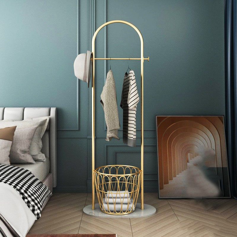 Hall Tree con ganci e cesto splendido supporto per la sala metallica in oro
