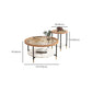 Round Coffee Table Glass Nesting Coffee Table Set with Shelf