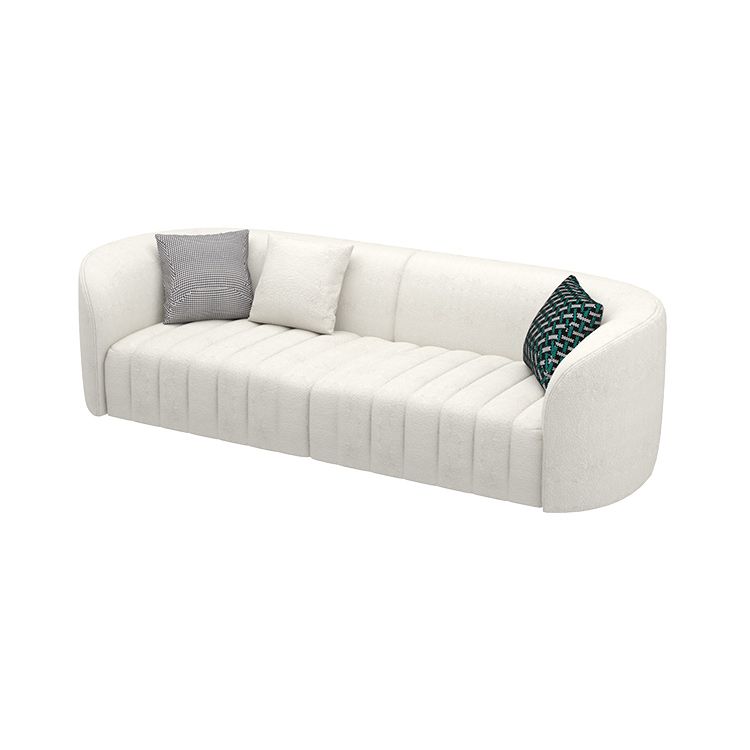 Sofá curva de lana blanca sofá de brazo inclinado moderno para sala de estar