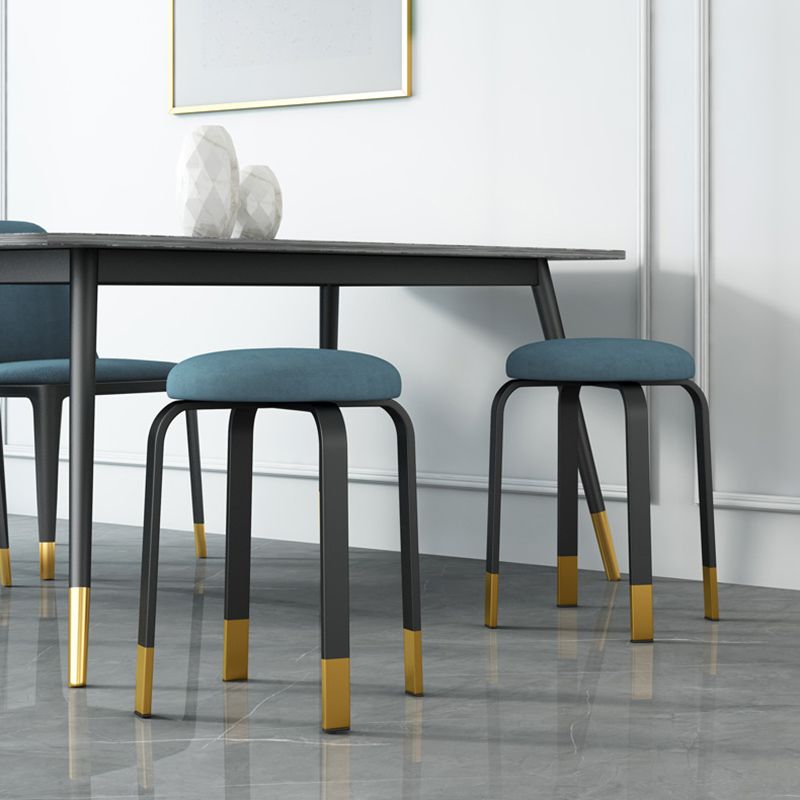 Footstool Ottoman Upholstered Metal Frame Fabric Modern Solid Round Ottoman Clearhalo 'furn' 'furn_ottomans_poufs' 'Furniture' 'Living Room Furniture' 'Ottomans & Poufs' 'ottomans_poufs' 1200x1200_08406bad-6daf-4d7b-a16c-df496f4c32c5