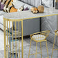 Stone Bar Dining Table Glam Bar Table with Double Pedestal for Kitchen Dining Room Clearhalo 'Bar Furniture' 'Bar Tables' 'bar_tables' 'furn' 'furn_bar_tables' 'Furniture' 'furniture_bar_tables' 'Kitchen & Dining Furniture' 1200x1200_0840abc0-80e2-4391-a7dc-cdc201ad23b1