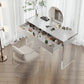 Mirrored Wood Makeup Dressing Table Modern Style Stool Set in White Clearhalo 'Bedroom Furniture' 'furn' 'furn_makeup_vanities' 'Furniture' 'Makeup Vanities' 'makeup_vanities' 1200x1200_0843c52a-6661-4e08-8a15-7e1ac91b7508